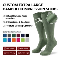 Kaos Kaki Kompresi Serat Bambu Profesional Ukuran Besar untuk Betis Lebar, Kaos Kaki Penyangga Lembut untuk Perawat yang Berdiri Sepanjang Hari, Grosir