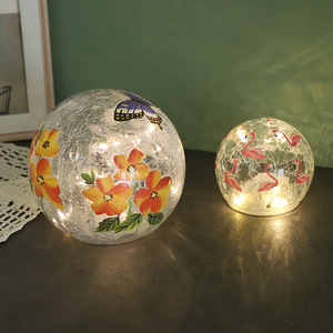 Memorial Day Independence Day 3PCS 3.93-inch Cracked Glass Ball LED Night Light Timer <b>Butterfly</b> Design Indoor 4th July <b>Ornament</b> - Product Image 5