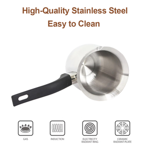 Cafetera Turca Personalizada de Acero Inoxidable para Derretir Chocolate y Hervir Leche con Mango de Baquelita de Grado Alimenticio Duradero para Uso en Cafeterías - Product Image 3
