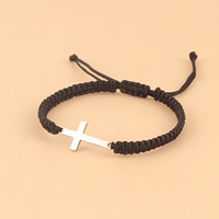Bracelet tressé ajustable en acier inoxydable avec breloques, vente en gros, bracelets croix colorés tendance pour femmes, bijoux religieux classiques