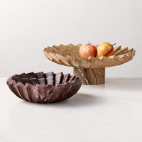 SAIDKOCC Bol en marbre violet sur mesure de qualité supérieure, plissé, avec dentelle, pour fruits, bijoux, aliments, style rétro italien, luxe léger, cuisine