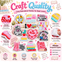 Patch brodé thermocollant ou à coudre pour les amoureux des livres, avec motifs de lecture, littéraires, mignons, drôles et confortables, pour club de lecture et filles