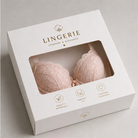 Boîte cadeau rigide en papier kraft biodégradable et écologique avec fenêtre et pelliculage mat pour l'emballage de lingerie, de soutiens-gorge, de culottes et de chaussettes