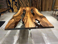 Table de conférence moderne de luxe au design royal, rivière en résine époxy durable en bois de noyer massif pour bureau, hôtel, salle à manger