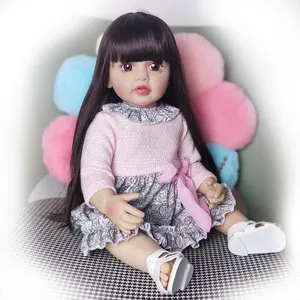 R&B Non-Toxic Cute Baby Doll Girl With Pink Dress Lifelike Diy Houseplay Playmate Reborn Baby