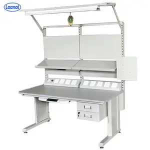 Leenol laboratory worktable esd lab wood steel workbench esd cleanroom workbench esd bench antistatic workbench with cabinet