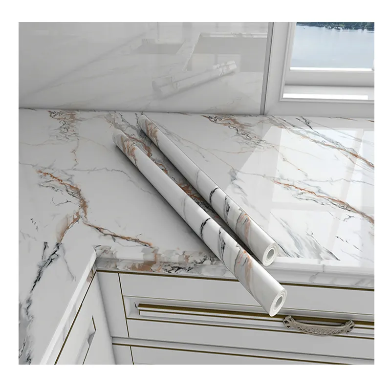 selbstklebende Rolle hintergrundbilder Hintergründe-Tape 3d wärmebeständig interieur Marmor weiße Küche-Tape für die Küche