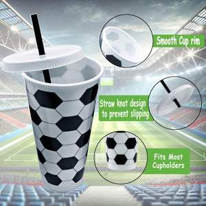 Bouteille d'eau réutilisable en PP, écologique, style américain, 24 onces, à boire directement, sur le thème du football, cadeau pour fête sportive - Product Image 4