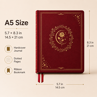 Carnet A5 personnalisé en PU avec couverture rigide, motif céleste, dorure à chaud, pages à points, marque-page en ruban – Idéal pour le travail, les études et le journalisation quotidien JINGDA