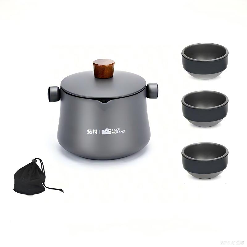 Juego de té gris titanio + 3 tazas de té