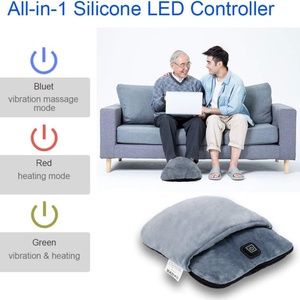 Chauffe-pieds électrique en polaire flanelle ultra douce, coussin chauffant à chauffe rapide, fonction de massage par vibration, 3 réglages, semelle antidérapante durable pour - Product Image 2