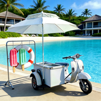 Chariots de conception mobiles d'occasion pour la vente de glaces, de nourriture italienne et de sucettes glacées, à poussée manuelle