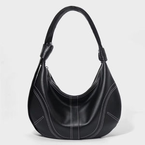 Sacs décontractés de qualité pour femmes en cuir véritable noir sous le bras avec pendentif - Product Image 6