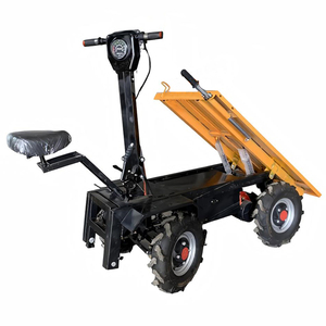 Carretilla Eléctrica de Plataforma con 4 Ruedas, Estructura de Acero Marrón, Carro de Carga con Asiento y Motor de 1000W, Transportador de Carga Móvil - Product Image 6