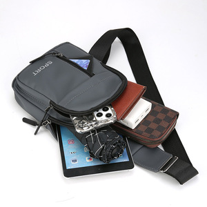 Men's Chest Bag Sport Waterproof Ultralight Crossbody Bag For Everyday Outfits Gray Black Blue Solid Color - Product Image 4