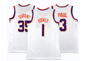 Camiseta de Baloncesto de los Suns DURANT # 35 BOOKER # 1 PAUL # Uniforme Deportivo sin Mangas con 3 Números y Nombres Cosidos, 100% Poliéster Malla - Product Image 1
