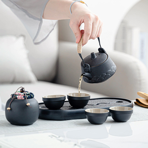 <span class=keywords><strong>Set</strong></span> da Tè in Ceramica Cinese Stile Design Europeo con Tazza in Argilla Viola, Borsa da Viaggio e Contenitore per Tè - Product Image 4