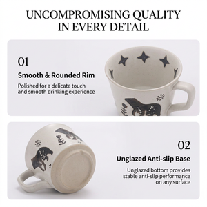 Taza de Café de Cerámica Pintada a Mano de 300 ml, Taza de Gres Personalizable para Cafetería y <span class=keywords><strong>Restaurante</strong></span> - Product Image 5