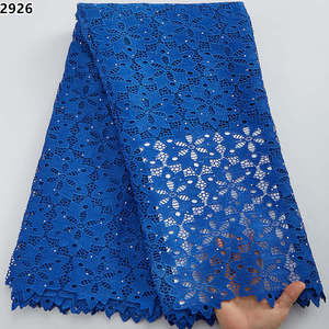 2926 blanco puro blanco piedras pesadas tela de encaje africano bordado Cordón de guipur Soluble en agua cordones para Brials boda y tela - Product Image 3