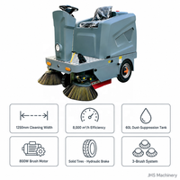 Balayeuse électrique autoportée LM-W1280 à 3 brosses, largeur de nettoyage 1250 mm, efficacité 8000 m²/h, réservoir anti-poussière 60 L, 48 V, sortie d'usine