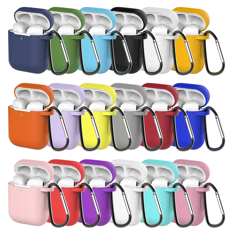 Nieuwe Zachte Siliconen Case Voor Airpods 2 Waterdichte Schokbestendige Volledige Beschermende Cover Voor Airpod Oordopjes Gevallen Met Haak Ring