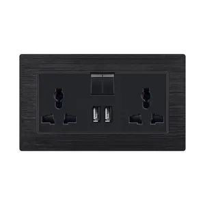 Venta caliente negro de aluminio de dibujo de alambre de interruptor de pared y con servicio de OEM 146 tipo 13A Socket Universal