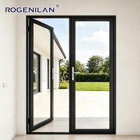 Puerta Corredera de Aluminio Ultra Estrecha para Exteriores Rogenilan, Puerta Francesa de Doble Hoja con Vidrio Templado y Aislamiento Energético