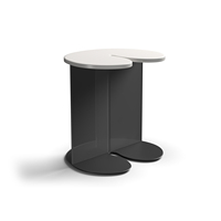 Table d'appoint minimaliste en marbre travertin, design à empiècements, table de chevet pour salon, mobilier multi-usages pour hôtel et maison