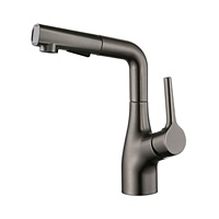 Robinet de cuisine extractible en alliage de cuivre, moderne et minimaliste, multifonctionnel, avec valve en céramique, poignée unique, installation monotrou