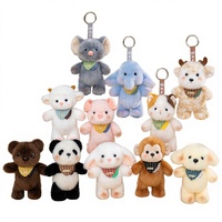 Porte-clés en peluche animaux de la forêt mignons de 14 cm, lapin et éléphant doux en peluche avec écharpe, breloque de sac, vente directe d'usine, cadeaux promotionnels