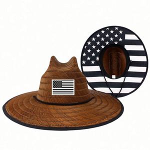 Wholesale Custom logo Beach <b>Hats</b> Playa Sombrero De Paja Para Hombre Verano Mexican Flag Lifeguard <b>Straw</b> <b>Hat</b> for Men Women - Product Image 2