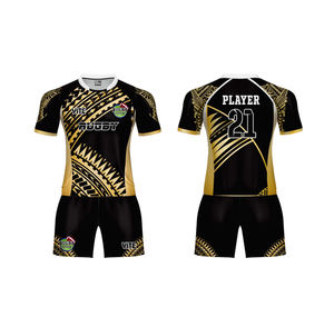 フル昇華ラグビージャージーオールブラックカスタムメイドグラデーションラグビーユニフォームタッチラグビーシャツ - Product Image 1