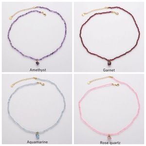 प्राकृतिक पत्थर के जेम्स्टोन पेंडर हार के रूप में कोलरबोन हार का पत्थर गुलाब क्वार्ट्ज पेरीडोट गहने माँ दिवस - Product Image 3