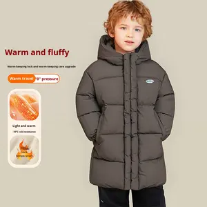 Nouveauté hiver, <span class=keywords><strong>veste</strong></span> <span class=keywords><strong>mi</strong></span>-longue pour garçons et filles, taille moyenne et grande, manteaux matelassés à capuche pour enfants - Product Image 3