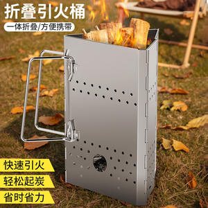 Estufa de Leña Plegable Triangular de Acero Inoxidable, Portátil, Plegable, para Acampar al Aire Libre, Encendedor de Fuego, Cubo para Carbón, Ligero, Manual - Product Image 3