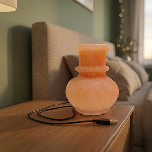 Lampe de Sel de Pierre Naturelle de l'Himalaya Sculptée à la Main, Mini USB avec Base en Bois, Écologique, Qualité Supérieure, Export, Veilleuse Feng Shui - Product Image 1