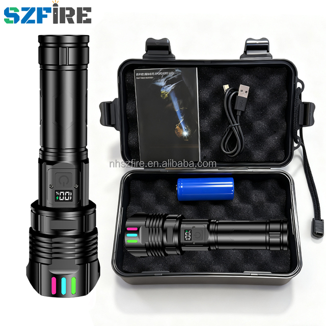 Super Bright Wide Beam LED Torch Light Flash Light Long Range Waterproof Type-c Rechargeable Aluminum Alloy Flashlight