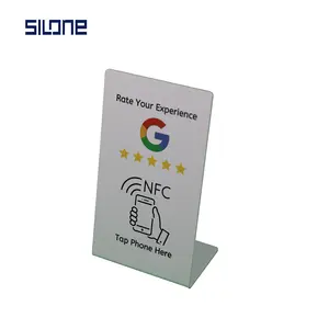 Custom Restaurant Google Review PVC Table Qr Code Nfc Display Menu Tag Stand Social
