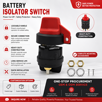Interrupteur sectionneur de batterie haute intensité 400A 36V SPST IP68 avec bouton rouge et contacts en cuivre pour Yacht, Marine, VR, VTT