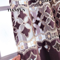 Rideau violet Textile de maison 100x200 Cm taille broderie de luxe européen prêt à l'emploi fenêtre salon rideaux en tissu