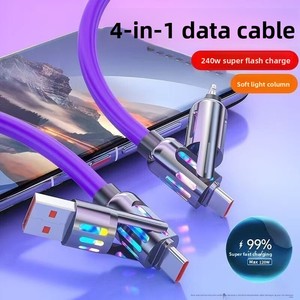 Cable de Carga Rápida 4 en 1 de 2 m y 240 W, Tubo de Luz RGB, Cable de Carga Multiinterfaz, Apto para Todos los Teléfonos Inteligentes - Product Image 3
