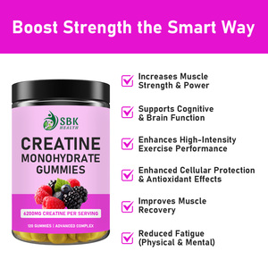 Gummies de créatine monohydrate pour adultes, nutrition sportive, faible MOQ, pré-entraînement, croissance musculaire, soutien de la clarté mentale - Product Image 6