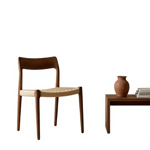 Chaise de salle à manger Wabi Sabi, style scandinave moderne et contemporain, structure et <span class=keywords><strong>pieds</strong></span> en bois massif, coussin en corde, chaises de salle à manger pour hôtel et restaurant - Product Image 2