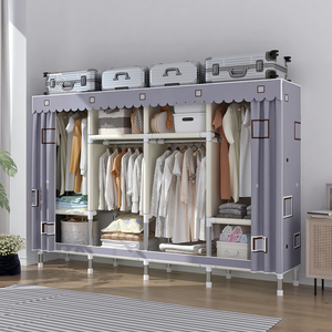 Gabinete de Tela con Estructura de Metal para Almacenamiento Doméstico Ropero Colgante para Baño Sala de Estar Armario para Apartamento - Product Image 1