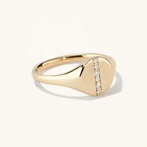 Yinju 925 Sterling Zilveren Mode Pave Lijn Signet Pinky Ring Sieraden Vrouwen