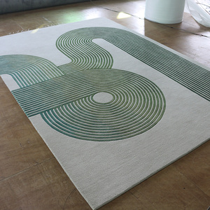 Thảm Thiết Kế Thảm Thủ Công Len Tròn Cao Cấp Sọc Đen Trắng Đơn Giản Vẽ Bút Chì Hiện Đại - Product Image 5