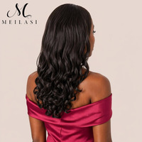 Meilasi 2026 Meilleure Vente Perruques Synthétiques Noires pour Femme Style Quotidien 16 Pouces Queue de Cheval Ondulée à Cordon Extension de Cheveux Facile à Porter