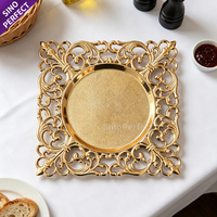 Assiettes de Présentation Modernes en Plastique Doré en Forme de Feuille pour Mariages et Événements – Décoration de Table