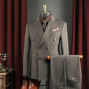 Nouveau costume <span class=keywords><strong>homme</strong></span> croisé bordeaux style italien, col en V, ensemble 2 pièces, coupe ajustée sur mesure, pour <span class=keywords><strong>mariage</strong></span> et cérémonie - Product Image 3