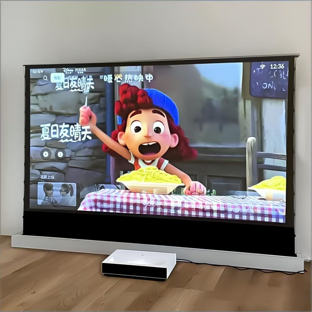 Factory High-Definition Electric PVC Portable Floor Projection Screen 180Inch 16:9 Anti-Light Motorized Floor Rising